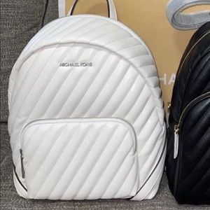 Michael Kors Medium White Quilted Backpack